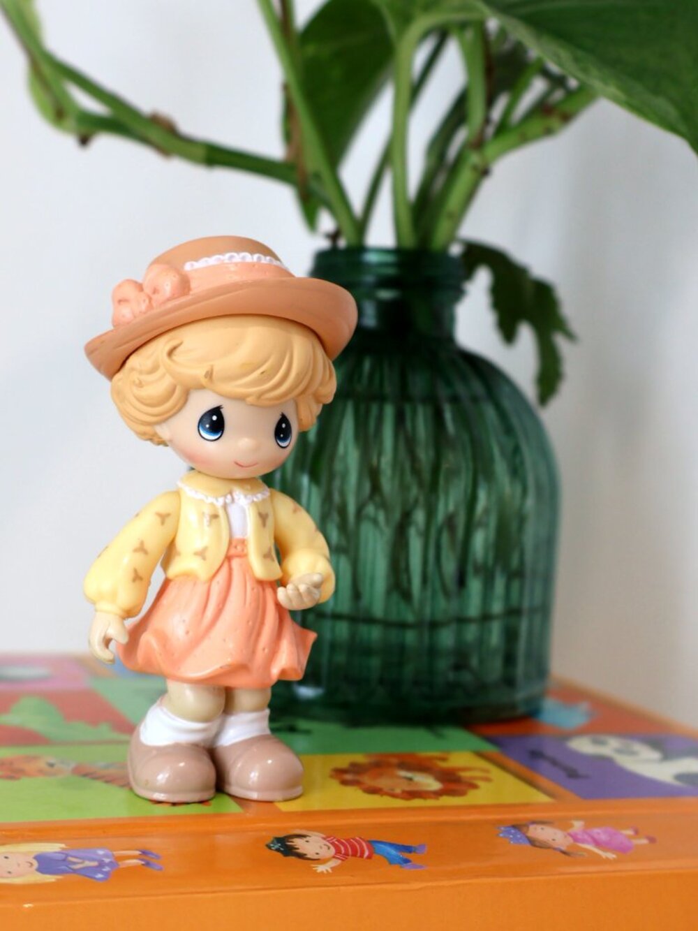 2002 Precious Moments Birthday Girl Yellow Cardigan Hat 3.5in Loose Figure Toy